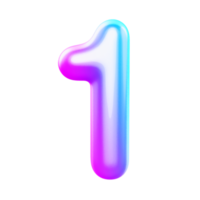 3d number 1 gradient png