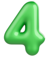 3d numero 4 verde png