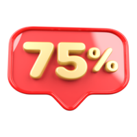 Icon number 75 percent 3d png