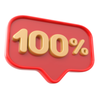 Icon number 100 percent 3d png