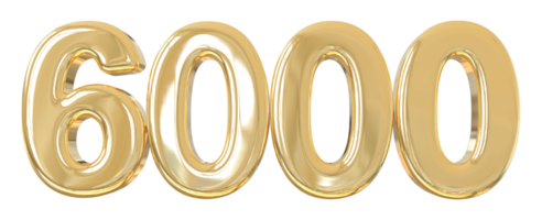 Number 6000 golden png