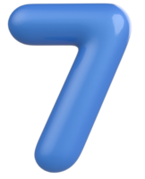 3d numéro 7 bleu png