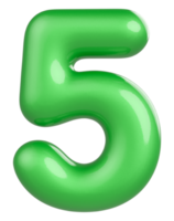 3d numéro 5 vert png