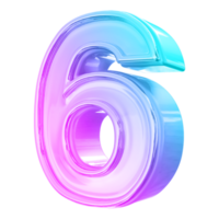 numéro 6 dégradé 3d png