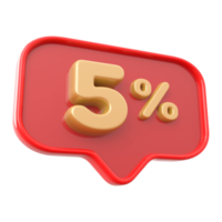 Icon number 5 percent 3d png