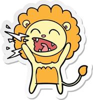 sticker of a cartoon roaring lion vector