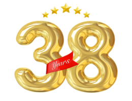 38 anos de aniversário dourado png