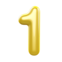 3d number 1 golden png