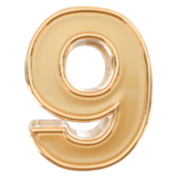 number 9 3d golden png