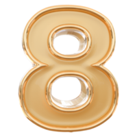 numero 8 3d dorado png