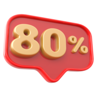 Icon number 80 percent 3d png