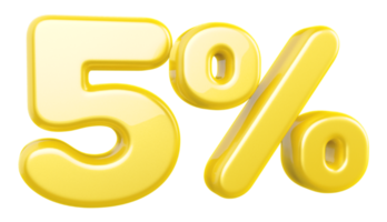 promotion 5 number percent 3d png