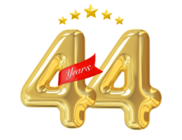 aniversário de 44 anos dourado png