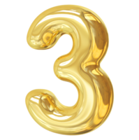 golden number 3 png