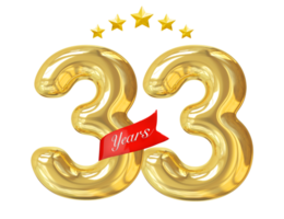 aniversário de 33 anos dourado png