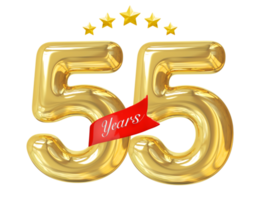 aniversário de 55 anos dourado png