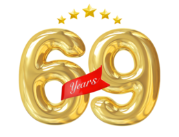 69 anos de aniversário dourado png