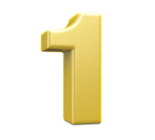 3d gold number 1 png