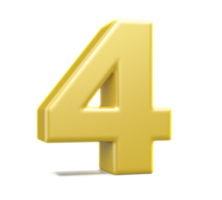 3d gold number 4 png