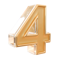 number 4 3d gold png