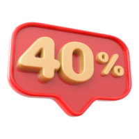 Icon number 40 percent 3d png