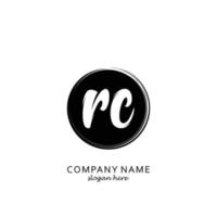 Initial RC with black circle brush logo template vector
