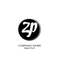 Initial ZP with black circle brush logo template vector