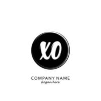 Initial XO with black circle brush logo template vector