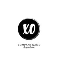 Initial XO with black circle brush logo template vector