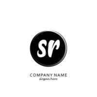 Initial SR with black circle brush logo template vector