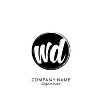 Initial WD with black circle brush logo template vector