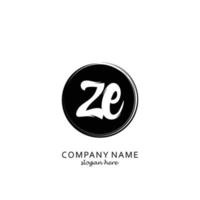 Initial ZE with black circle brush logo template vector