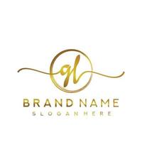 Initial GL beauty monogram and elegant logo design, handwriting logo of initial signature, wedding, fashion, floral and botanical with creative template. vector