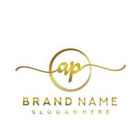 Initial AP beauty monogram and elegant logo design, handwriting logo of initial signature, wedding, fashion, floral and botanical with creative template. vector