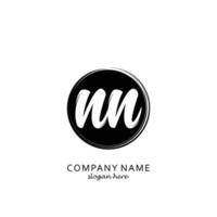 Initial NN with black circle brush logo template vector