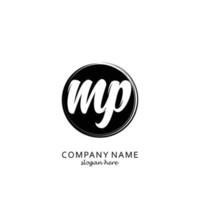 Initial MP with black circle brush logo template vector