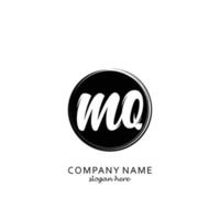 Initial MQ with black circle brush logo template vector