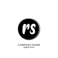 Initial RS with black circle brush logo template vector