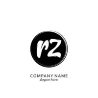 Initial RZ with black circle brush logo template vector