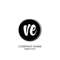 Initial VE with black circle brush logo template vector