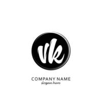 Initial VK with black circle brush logo template vector