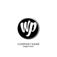 Initial WP with black circle brush logo template vector