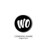 Initial WO with black circle brush logo template vector