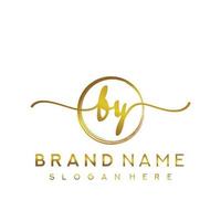 Initial BY beauty monogram and elegant logo design, handwriting logo of initial signature, wedding, fashion, floral and botanical with creative template. vector