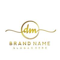 Initial DM beauty monogram and elegant logo design, handwriting logo of initial signature, wedding, fashion, floral and botanical with creative template. vector