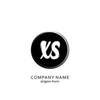 Initial XS with black circle brush logo template vector