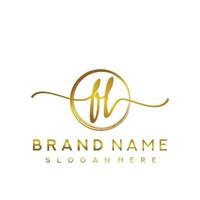 Initial FL beauty monogram and elegant logo design, handwriting logo of initial signature, wedding, fashion, floral and botanical with creative template. vector