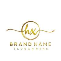 Initial HX beauty monogram and elegant logo design, handwriting logo of initial signature, wedding, fashion, floral and botanical with creative template. vector