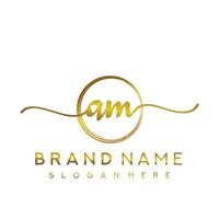 Initial AM beauty monogram and elegant logo design, handwriting logo of initial signature, wedding, fashion, floral and botanical with creative template. vector