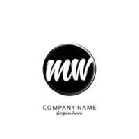 Initial MW with black circle brush logo template vector